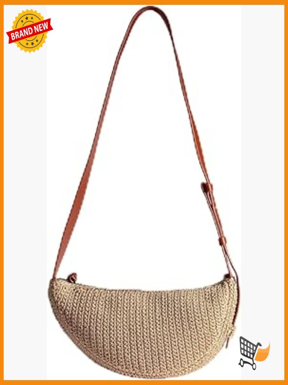 Woven Hobo Crossbody Bag with Adjustable Faux Leather Strap